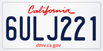 CA license plate 6ULJ221
