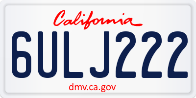 CA license plate 6ULJ222