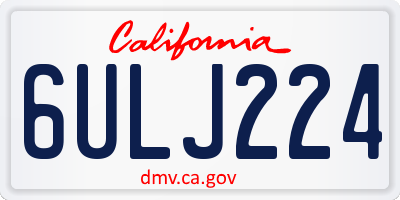 CA license plate 6ULJ224