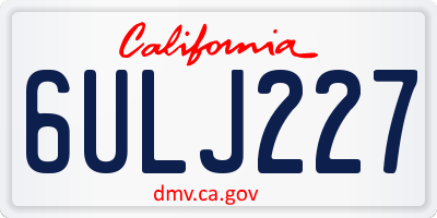 CA license plate 6ULJ227