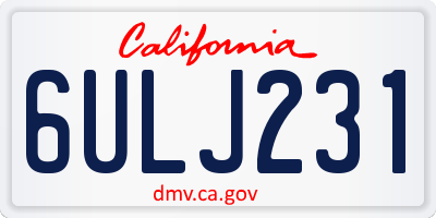 CA license plate 6ULJ231