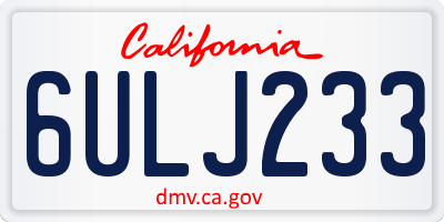 CA license plate 6ULJ233