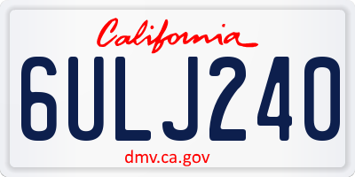 CA license plate 6ULJ240
