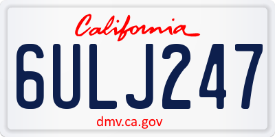 CA license plate 6ULJ247