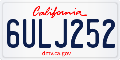 CA license plate 6ULJ252