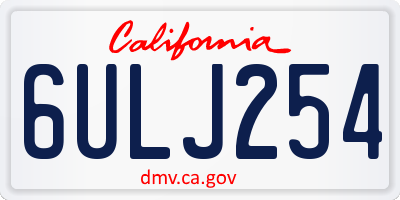 CA license plate 6ULJ254