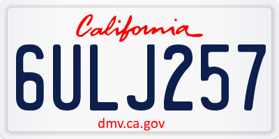 CA license plate 6ULJ257