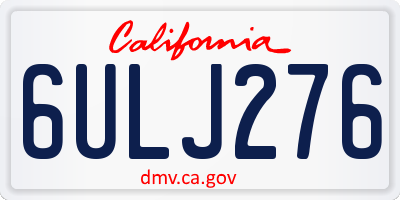 CA license plate 6ULJ276