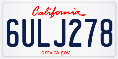 CA license plate 6ULJ278