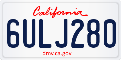 CA license plate 6ULJ280