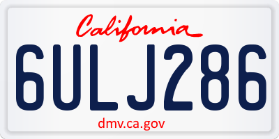 CA license plate 6ULJ286