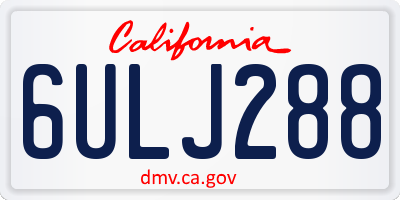 CA license plate 6ULJ288