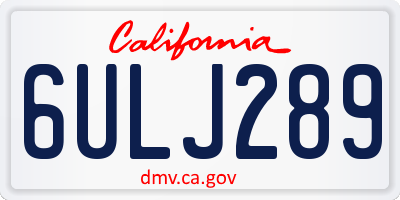 CA license plate 6ULJ289