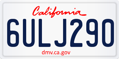 CA license plate 6ULJ290