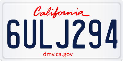 CA license plate 6ULJ294