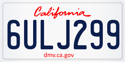 CA license plate 6ULJ299
