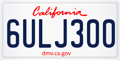 CA license plate 6ULJ300