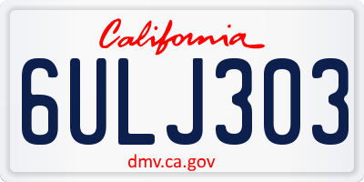 CA license plate 6ULJ303