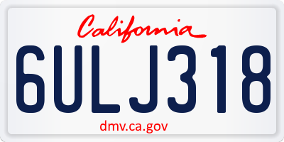 CA license plate 6ULJ318
