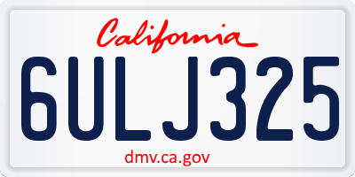 CA license plate 6ULJ325