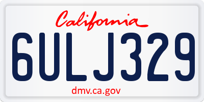 CA license plate 6ULJ329