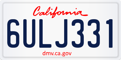 CA license plate 6ULJ331