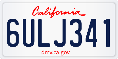 CA license plate 6ULJ341