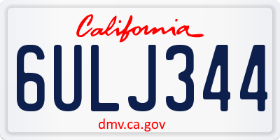 CA license plate 6ULJ344