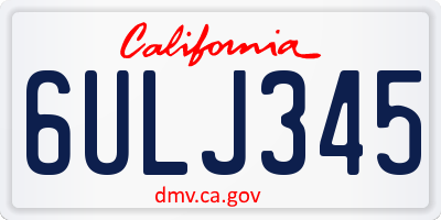 CA license plate 6ULJ345