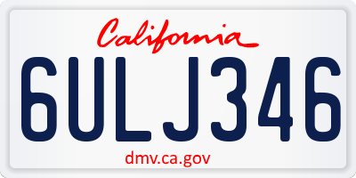 CA license plate 6ULJ346