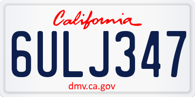 CA license plate 6ULJ347