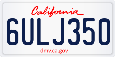CA license plate 6ULJ350
