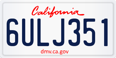 CA license plate 6ULJ351