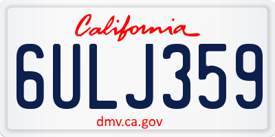 CA license plate 6ULJ359