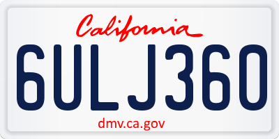 CA license plate 6ULJ360