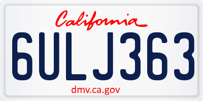 CA license plate 6ULJ363