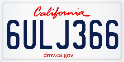 CA license plate 6ULJ366