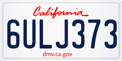 CA license plate 6ULJ373