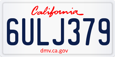 CA license plate 6ULJ379