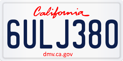 CA license plate 6ULJ380