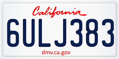 CA license plate 6ULJ383