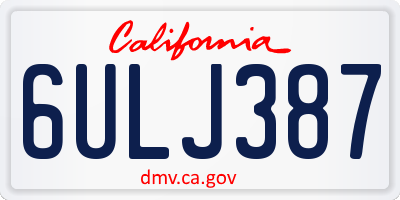 CA license plate 6ULJ387