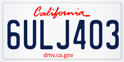 CA license plate 6ULJ403
