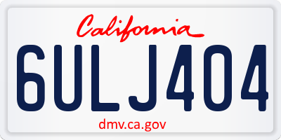 CA license plate 6ULJ404