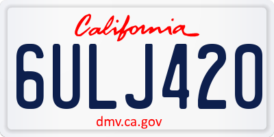 CA license plate 6ULJ420