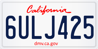 CA license plate 6ULJ425