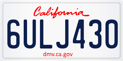 CA license plate 6ULJ430