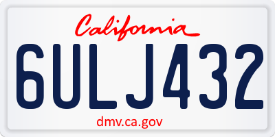 CA license plate 6ULJ432