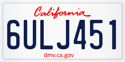 CA license plate 6ULJ451