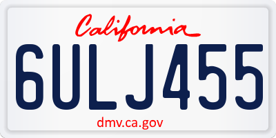 CA license plate 6ULJ455